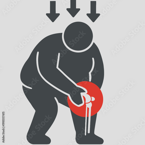 Obesity Joint Pain Knee Problem Flat Vector
