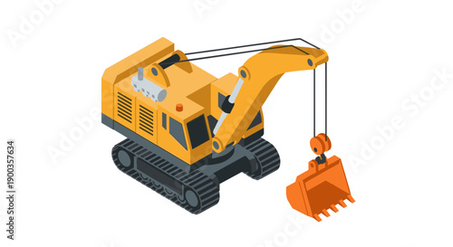 Yellow Toy Excavator with Orange Bucket.