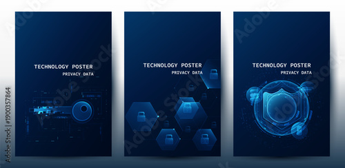 Cyber Security and Data Privacy Technology Poster Set