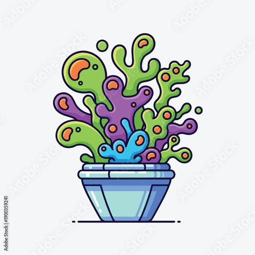Colorful cartoon alien plant organism.