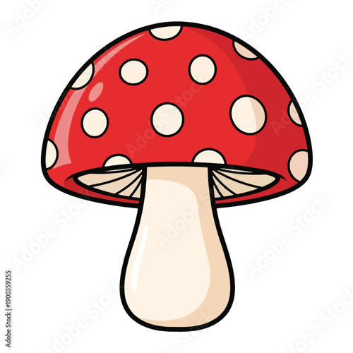 Colorful cartoon mushroom with spots.