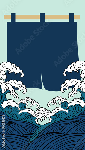 波　海のイラスト背景