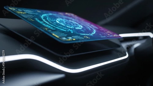 Futuristic Smartphone with Neon Accents Display.