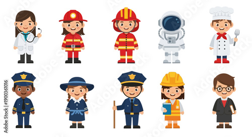 Diverse professions illustration featuring people in various occupations and roles
