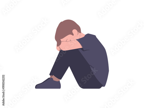 A man sits alone, overcome with sadness and despair, in a moment of emotional vulnerability.