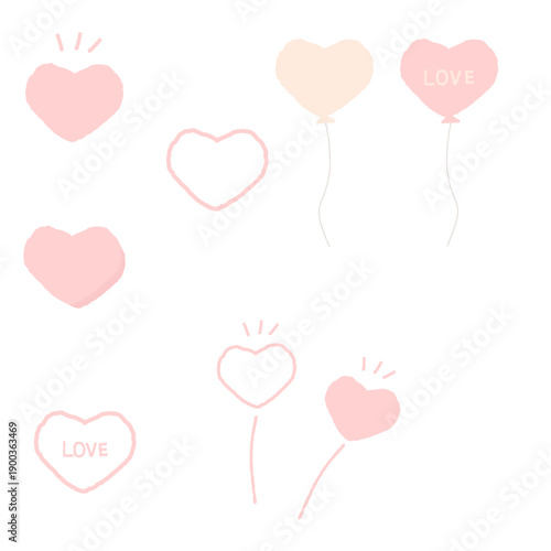 シンプルでやさしい手描きのハート素材