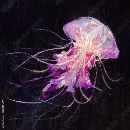 Mesmerizing Pink Jellyfish Oil Painting - Ethereal Ocean Art