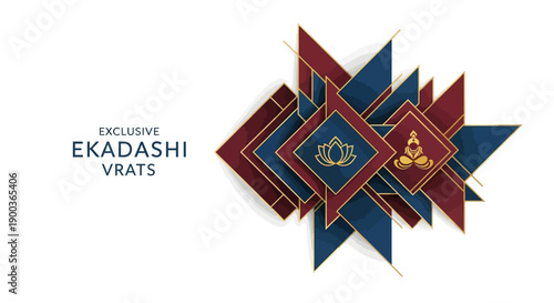 Ekadashi Vrats icon with a star-shaped design in red, blue, and gold colors on a white background, representing a Hindu fasting ritual.