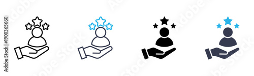 Reputation icon multiple style vector illustration