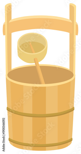 柄杓と手桶のイラスト ベクター素材