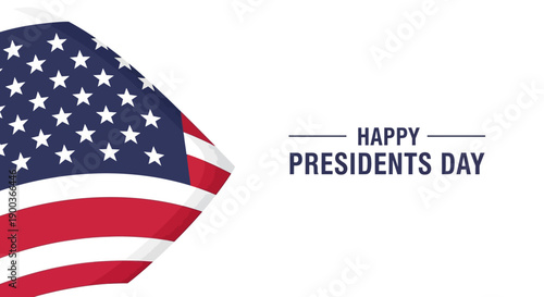 Vector illustration of a Happy Presidents Day celebration with American flag background and decorative frame for business or personal use.