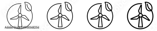 Wind Turbine Icon Set Different Style Collection