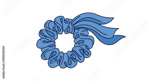 A vibrant blue hair scrunchie with a stylish ribbon detail perfect for adding a touch of elegance to any hairstyle or outfit accessory.