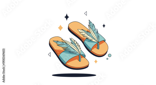 A unique and stylish pair of sandals adorned with delicate feathers showcasing a blend of comfort and whimsical fashion.