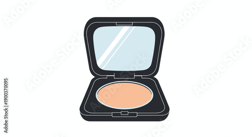 A compact face powder case with an open mirror a beauty essential for touch-ups and achieving a flawless complexion on the go.