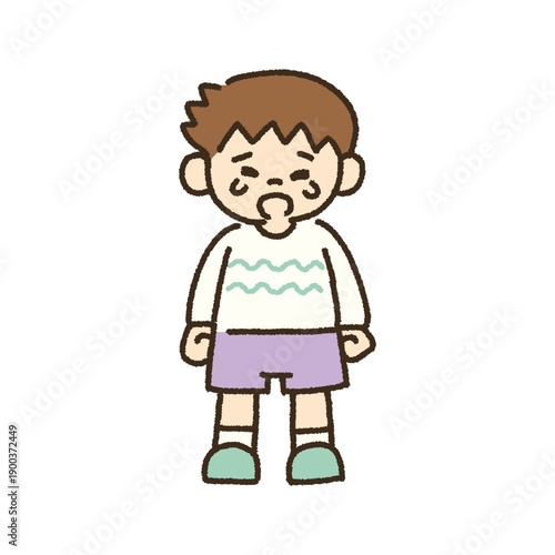 泣きながら訴える男の子のイラスト 手描き