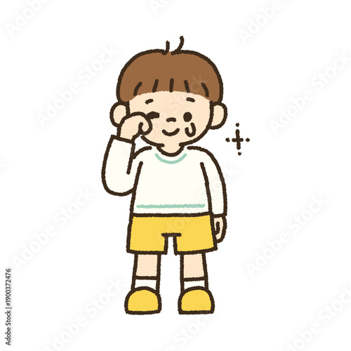 感動して泣く男の子のイラスト 手描き