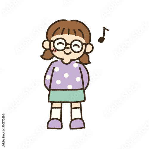 褒められて嬉しい女の子のイラスト 手描き