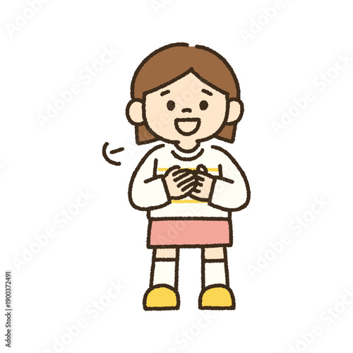 安心してほっとする女の子のイラスト 手描き