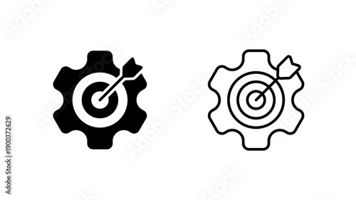 Target Gear Icon Outline Glyph Style System Strategy