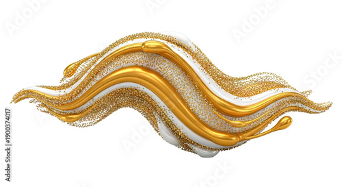 Abstract Swirl of Gold and White with Glitter