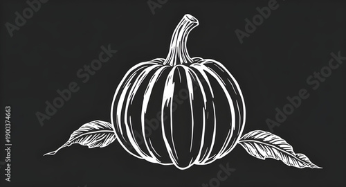 pumpkin, squash, gourd, vegetable, autumn, fall, harvest, halloween, thanksgiving, seasonal, orange, ribbed, stem, organic, natural, farm, garden, rustic, handdrawn, sketch, doodle, outline, lineart, 