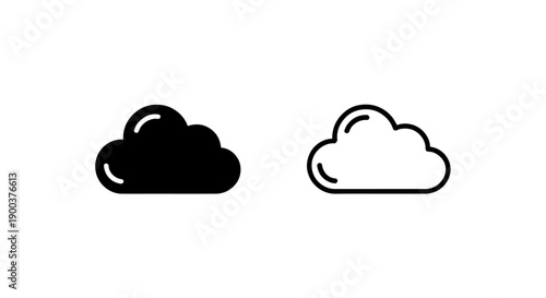 Minimalist Cloud Storage and Computing Vector Icons for Digital Data Management and Internet Services