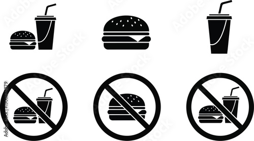 Adobe IllCollection of thirty-two simple black and white line icons representing various food items drinks and culinary elements for restaurant designustrator Artwork