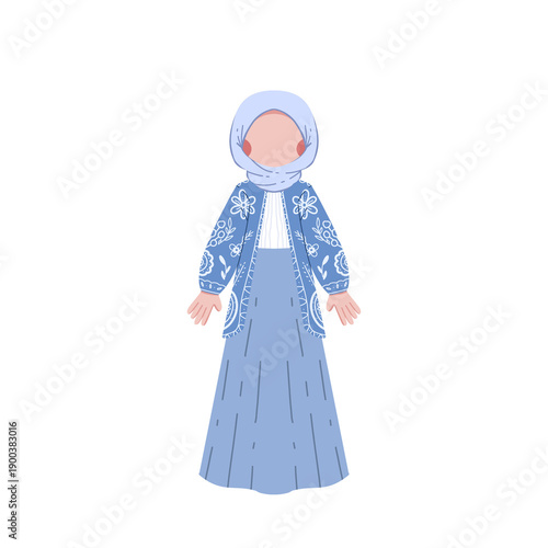 illustration of a Muslim woman's outfit wearing a hijab
