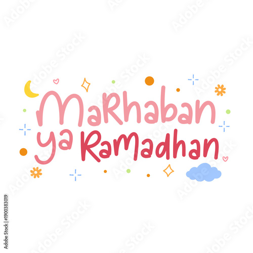 Marhaban Ya Ramadhan colorful handlettering