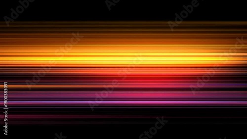 Vibrant abstract colorful horizontal lines on black background.