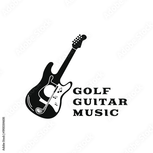 golf guitar music logo design concept creative idea