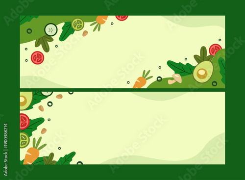 Green Vegetables horisontal banner background template