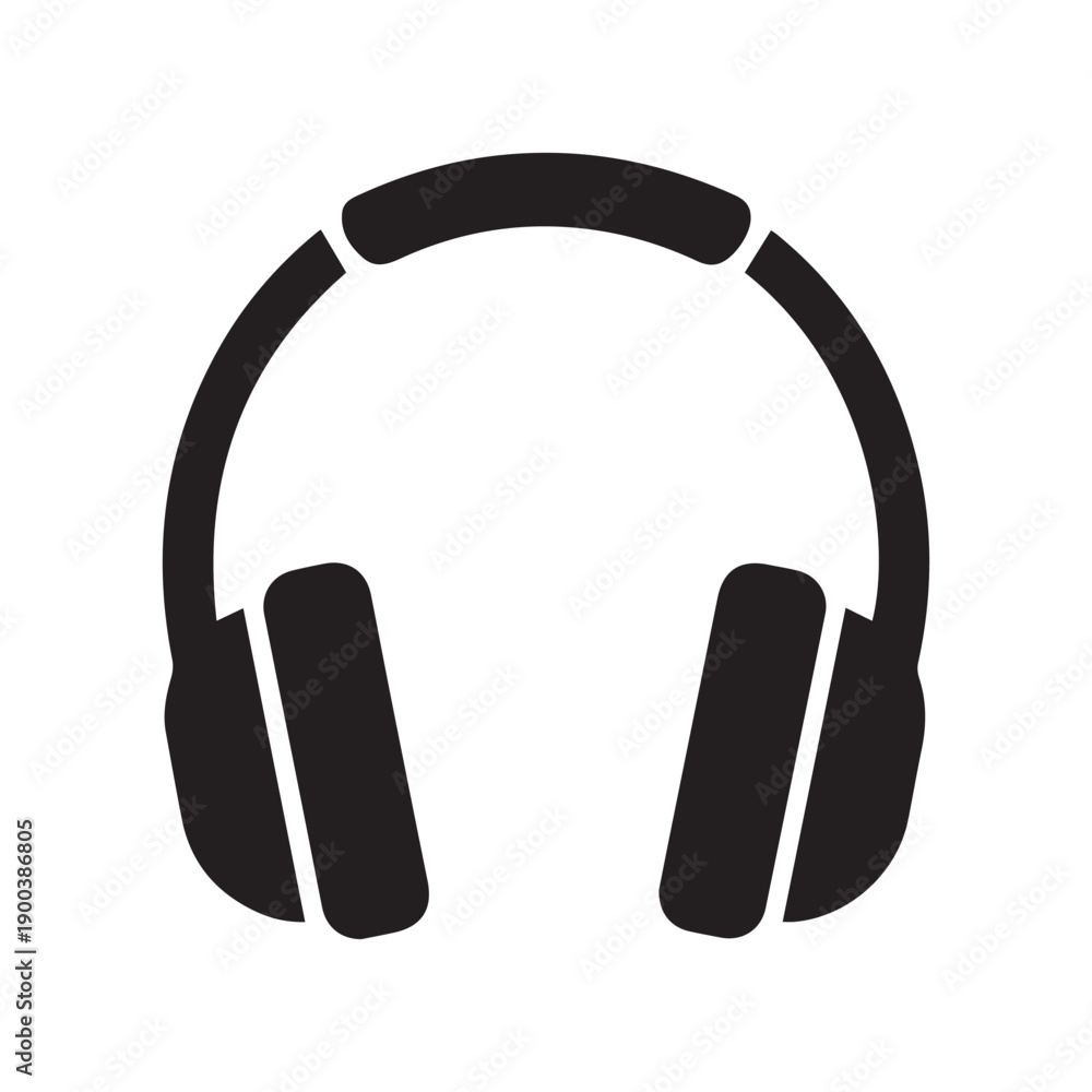 Obraz premium Headphones Icon Vector – Music Audio Headset Silhouette