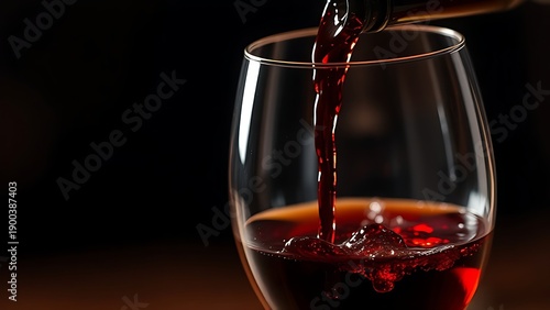 decanting. Red wine pouring into a crystal glass, capturing the elegance and richness of the liquid. wildlife magazines, conservation campaigns, designed for nature documentaries and education.