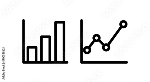 Data Visualization Icons: Bar Chart and Line Graph for Statistical Analysis