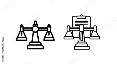 Scales of Justice and Document Outline Icons for Law and Legal Decisions