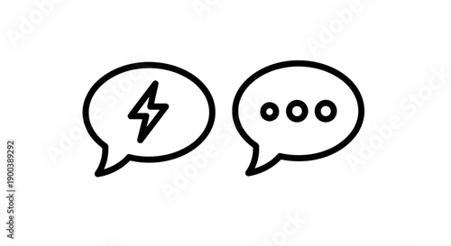 Speech Bubble and Quick Chat Message Outline Icons for Instant Communication