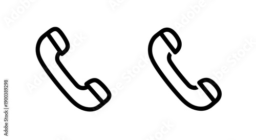 Classic Telephone Receiver Line Icons for Communication and Contact Us