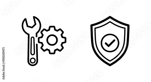 Security and Settings Icons for System Maintenance and Protection