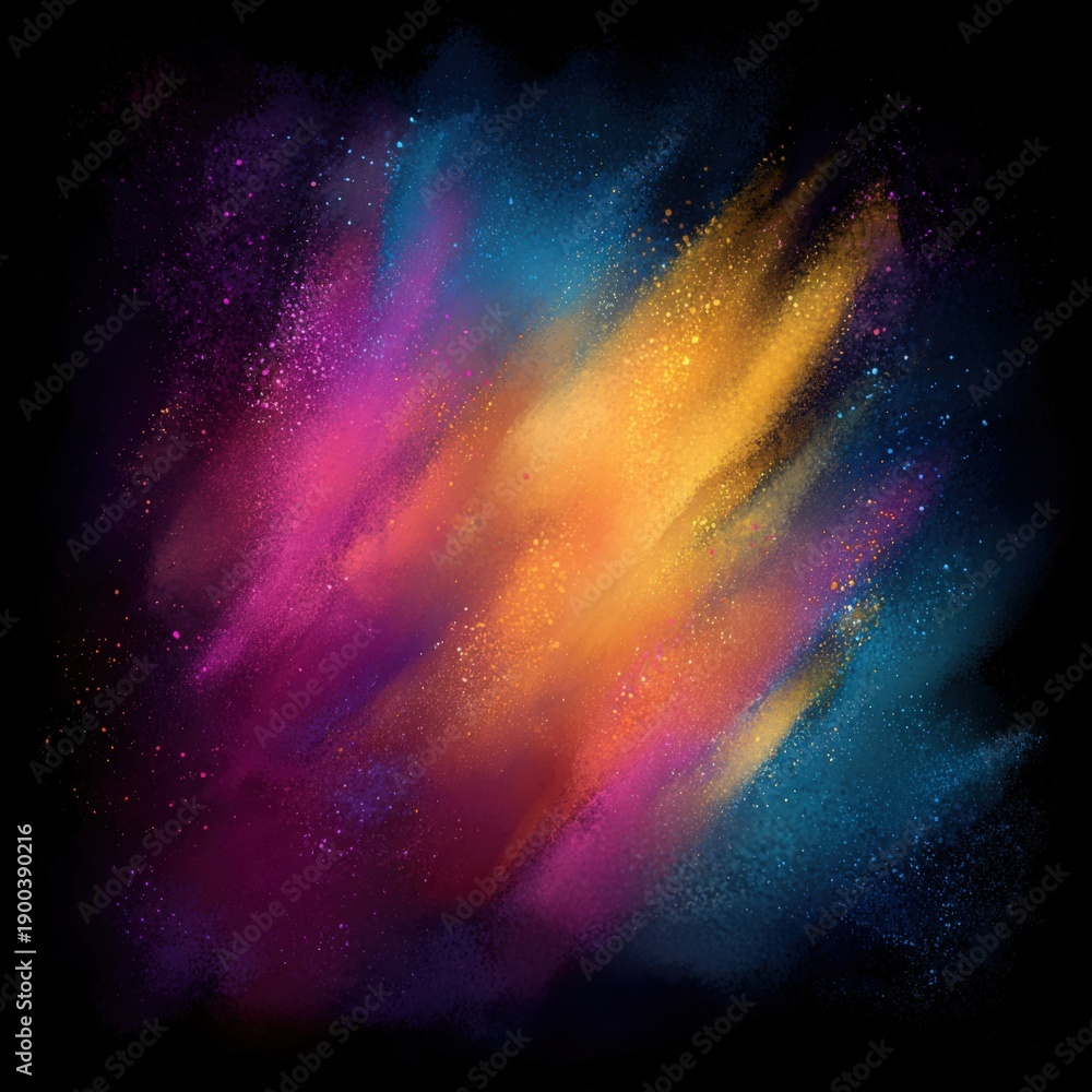 Fototapeta premium Abstract explosion of vibrant color powder, creating dynamic, artistic effects on a dark backdrop, concept photography