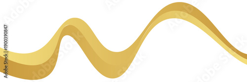 Golden swooshes wave element with a metallic gradient for a luxurious border or footer on a certificate, banner, or invitation