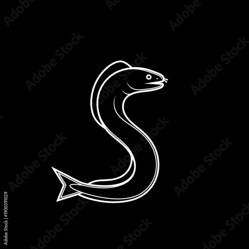Eel fish line drawing illustration.