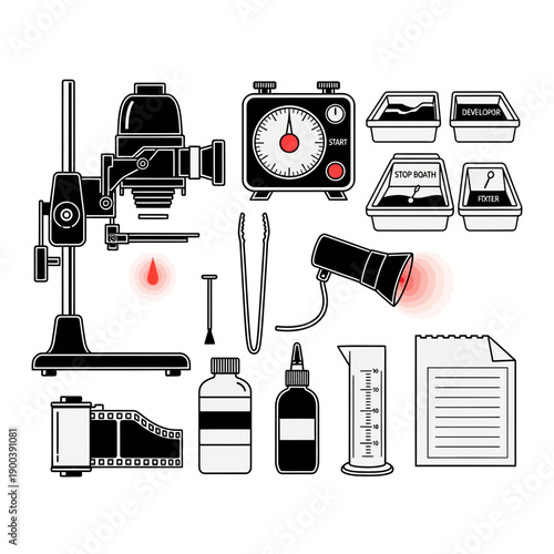 Quadro su tela Explore vintage photography with this classic darkroom equipment setup, perfect