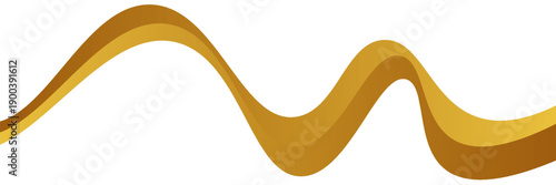 Golden swooshes wave element with a metallic gradient for a luxurious border or footer on a certificate, banner, or invitation