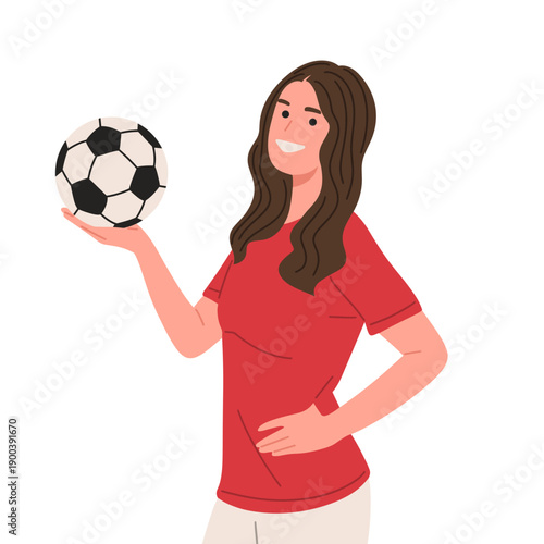 vector of female soccer players holding and controlling a football in various poses. Suitable for football concepts, sports education, youth training, fitness content,mobile apps, websites, poster
