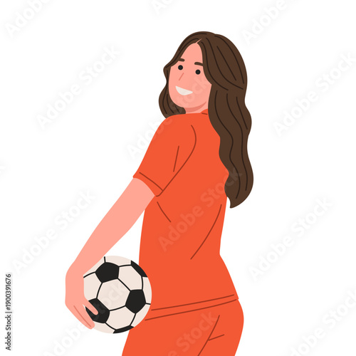 vector of female soccer players holding and controlling a football in various poses. Suitable for football concepts, sports education, youth training, fitness content,mobile apps, websites, poster