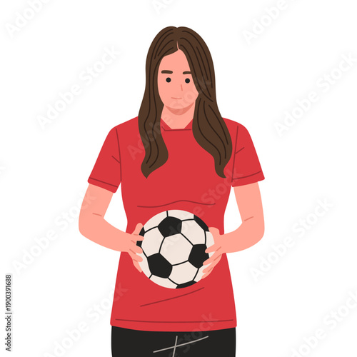 vector of female soccer players holding and controlling a football in various poses. Suitable for football concepts, sports education, youth training, fitness content,mobile apps, websites, poster