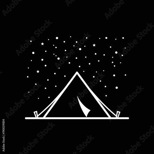 Simple white tent under starry night.