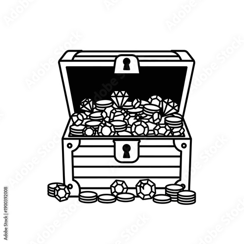 Treasure chest filled with gold coins.